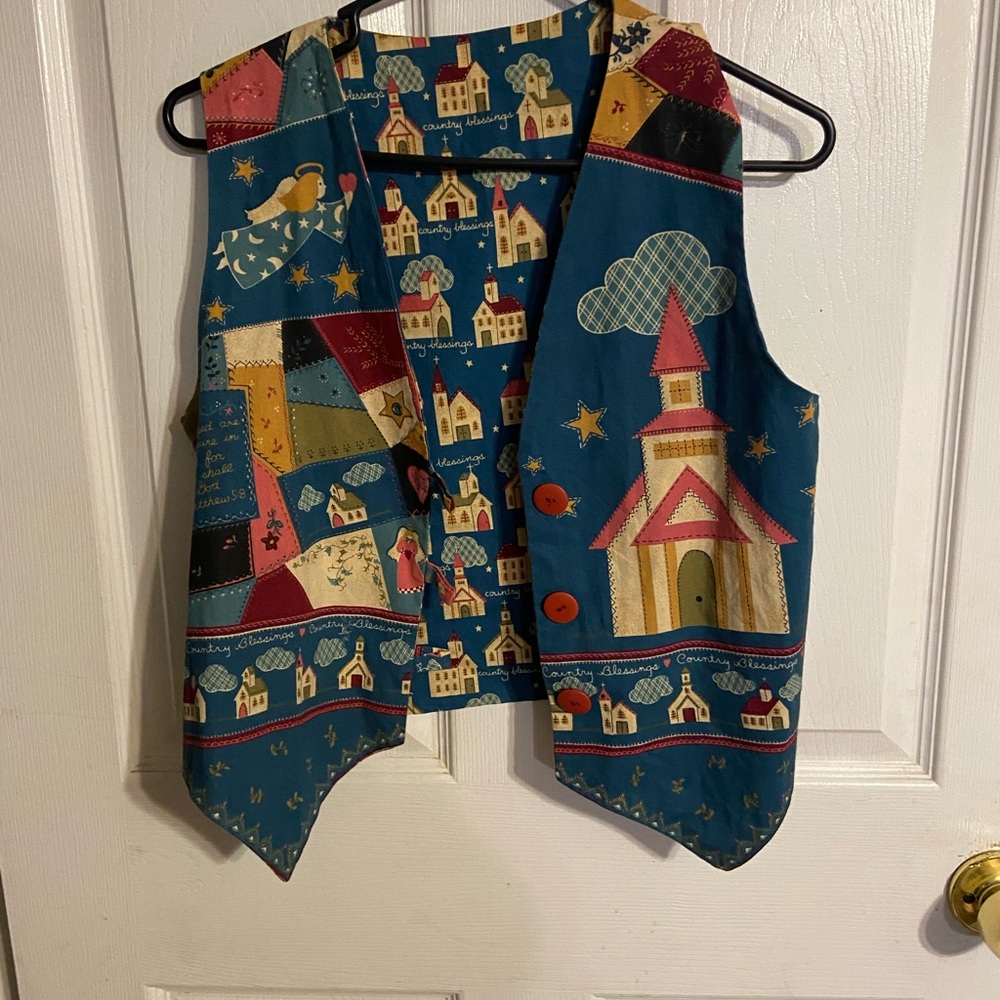 VTG Handmade Country Church Blessings Vest Sz Small In Excellent Condition!